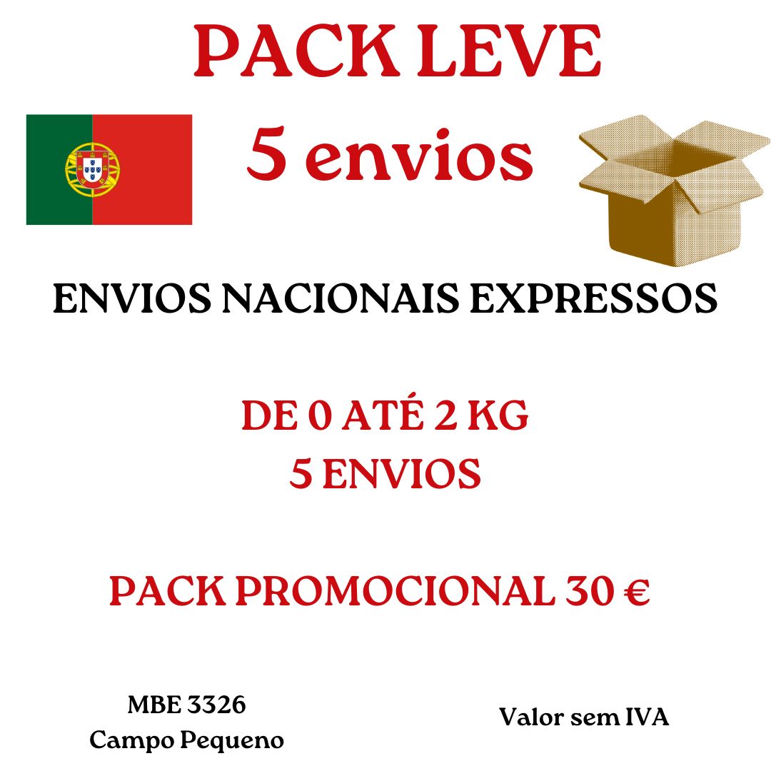 Pacote LEVE 5 envios Pré pago De 0 até 2kg