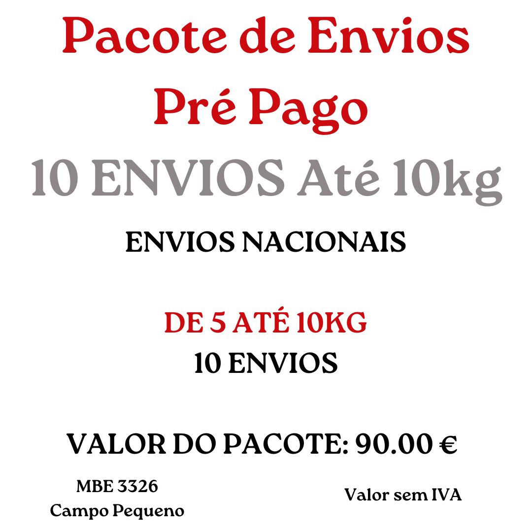 Pacote de 10 envios Pré pago De 5 até 10kg